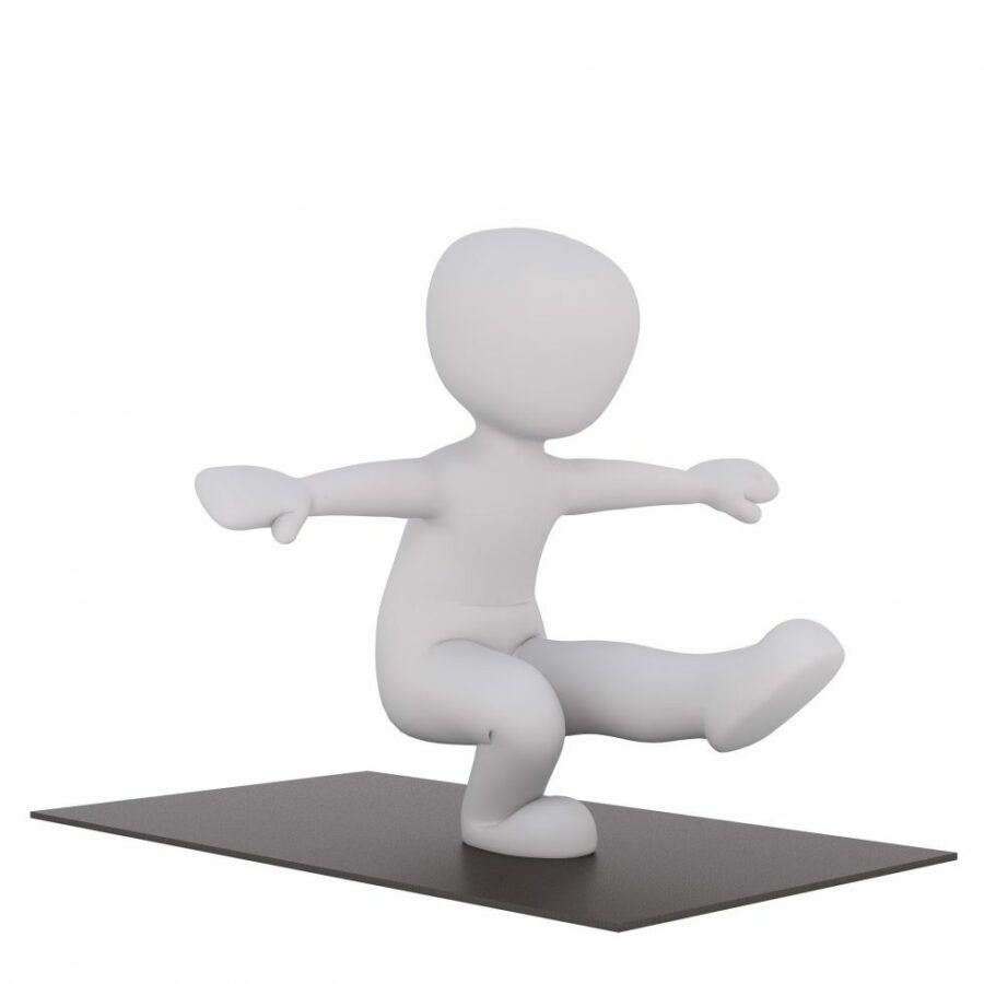 3D-Figur, die einen pistol squat ausführt